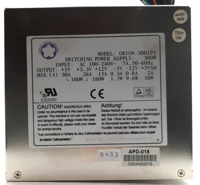 Used Portwell ORION-3001PY Computer Power Supply 300W 20-Pin ATX 6x Molex 2x FDD P2