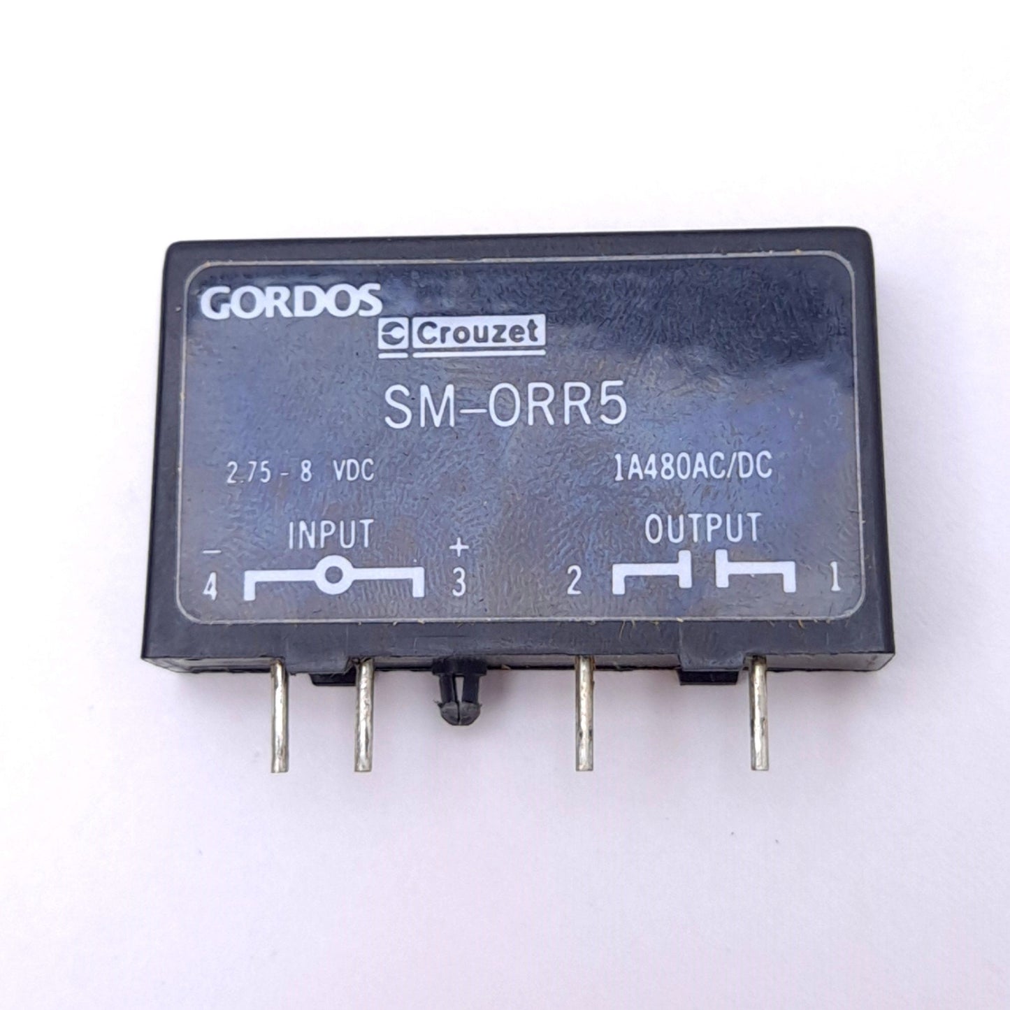 Used Gordos SM-ORR5 Solid State Relay Module, 2.75-8VDC In, 480VAC/DC 1A Out, 4-Pin