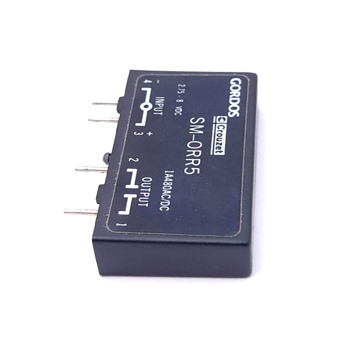 Used Gordos SM-ORR5 Solid State Relay Module, 2.75-8VDC In, 480VAC/DC 1A Out, 4-Pin