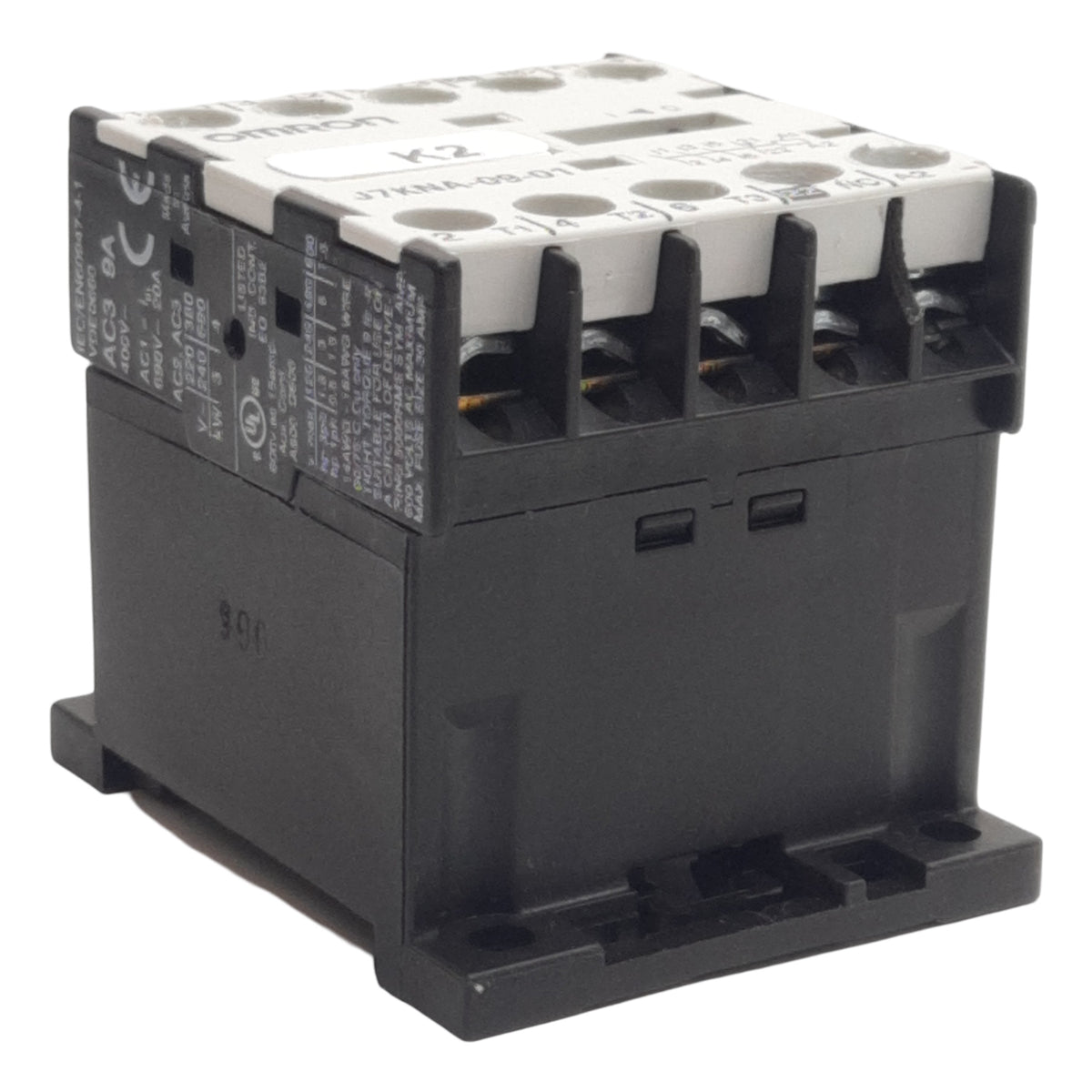 Used Omron J7KNA-09-01 Motor Contactor, 3PST-NO 1NC, 400VAC 9A, 24VDC Coil
