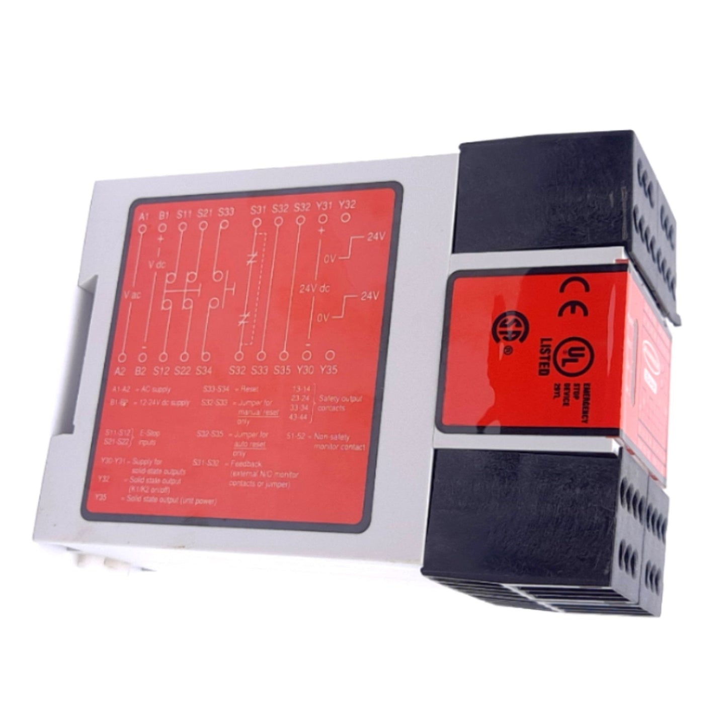 Used Banner ES-UA-5A E-Stop Safety Module, 12-24VDC/115VAC, 4NO 6A Out, 1NC 5A Aux