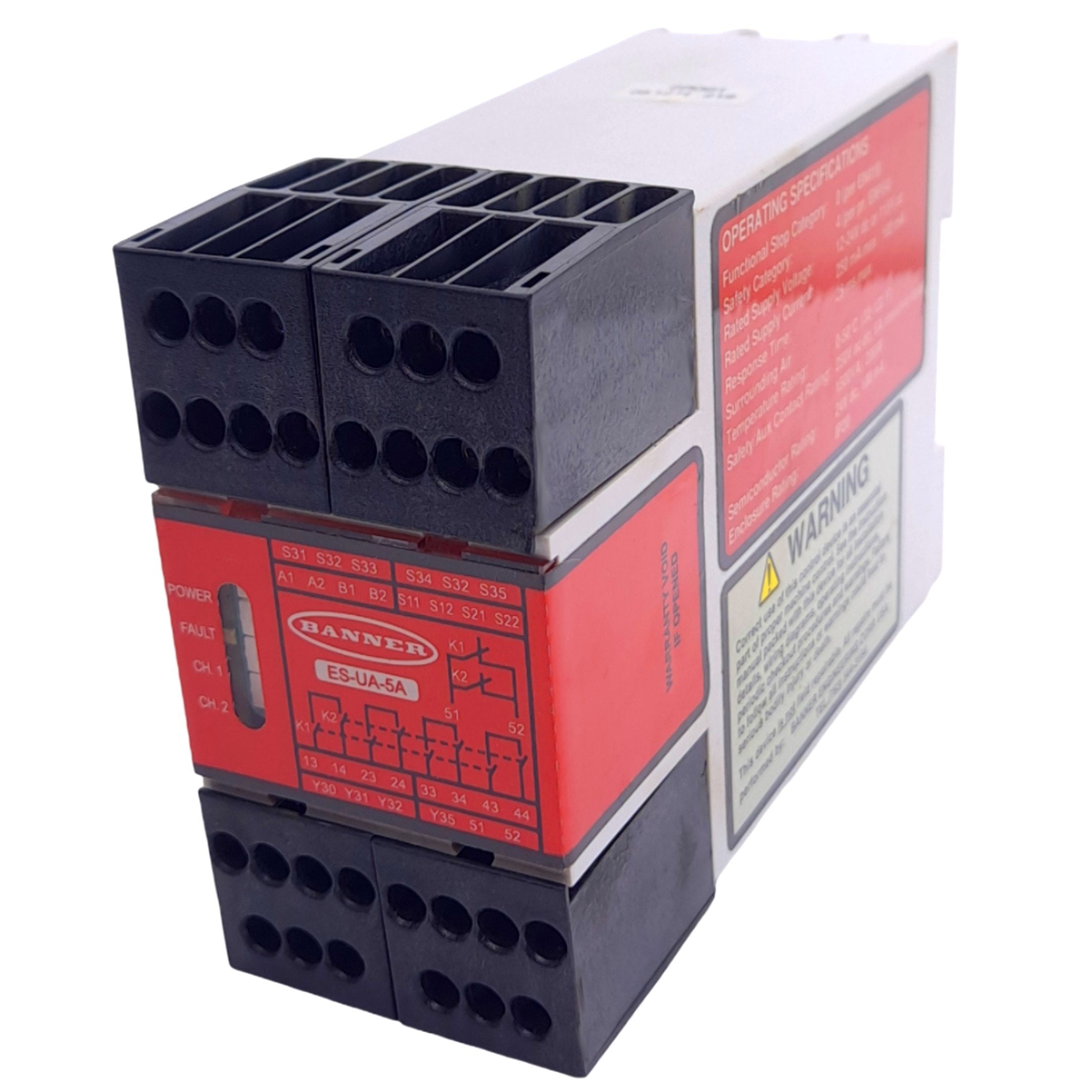 Banner ES-UA-5A E-Stop Safety Module, 12-24VDC/115VAC, 4NO 6A Out, 1NC ...