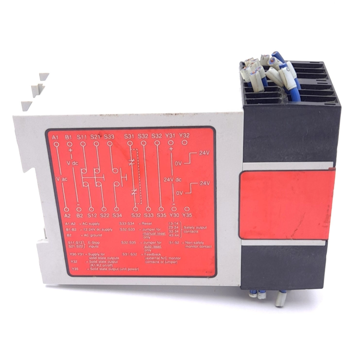 Used Banner ES-UA-5A E-Stop Safety Module 12-24VDC/115VAC, 4N.O. 6A Out, 1N.C. 5A Aux