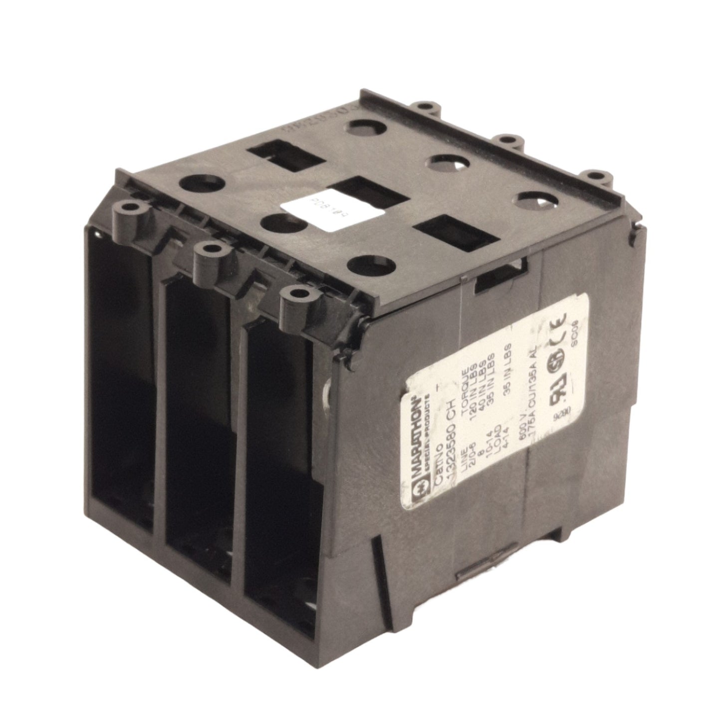 Used Marathon 1323580CH Power Distribution Block, 3-P 1x6 Line x Load, 600V 175A Max