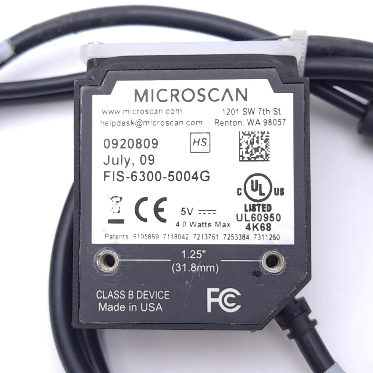 Used Microscan FIS-6300-5004G MiniHawk Barcode Scanner, 5VDC, 203mm, 752x480p, USB