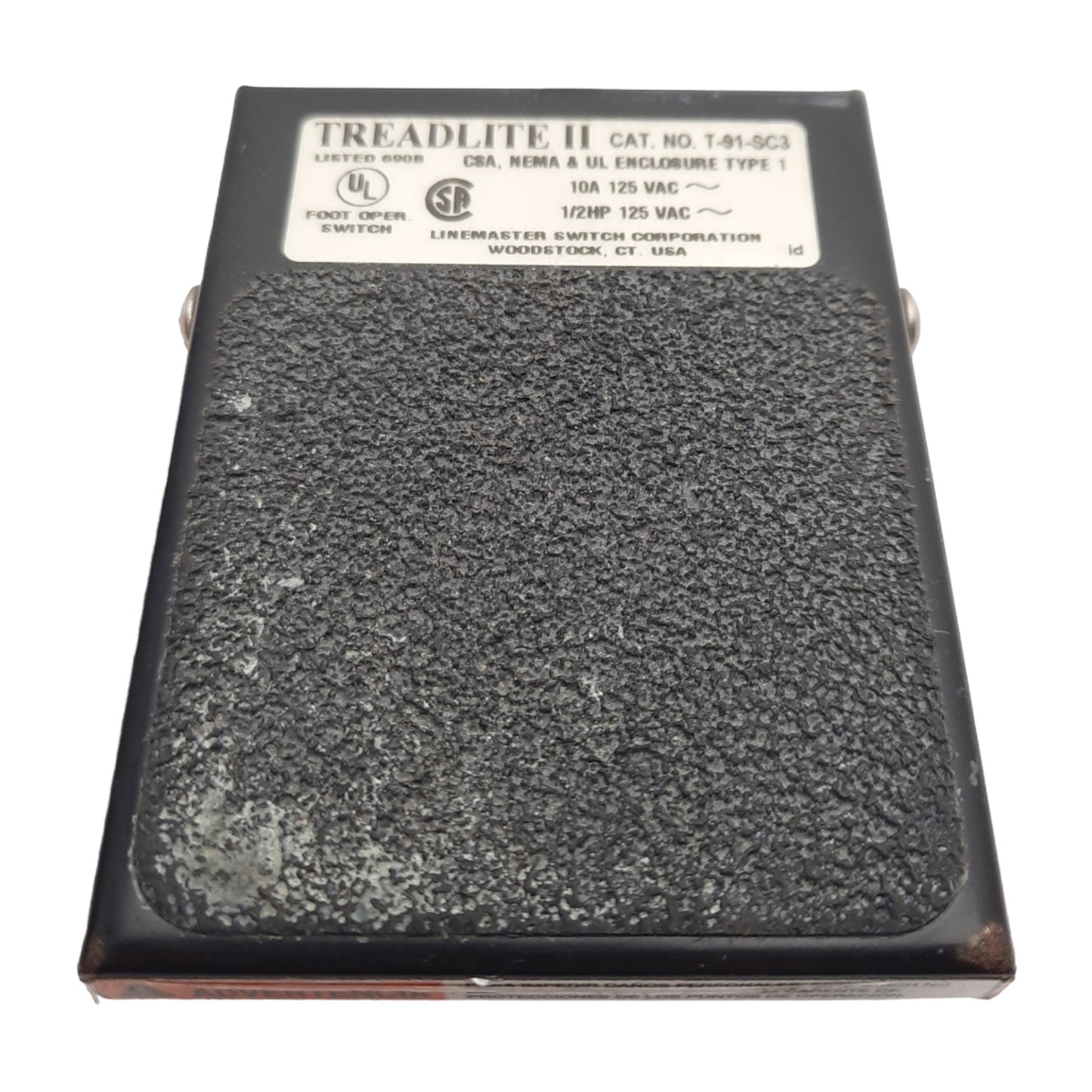 Used Linemaster T-91-SC3 Treadlite II Momentary Foot Pedal Switch, 1/2HP, 125VAC 10A