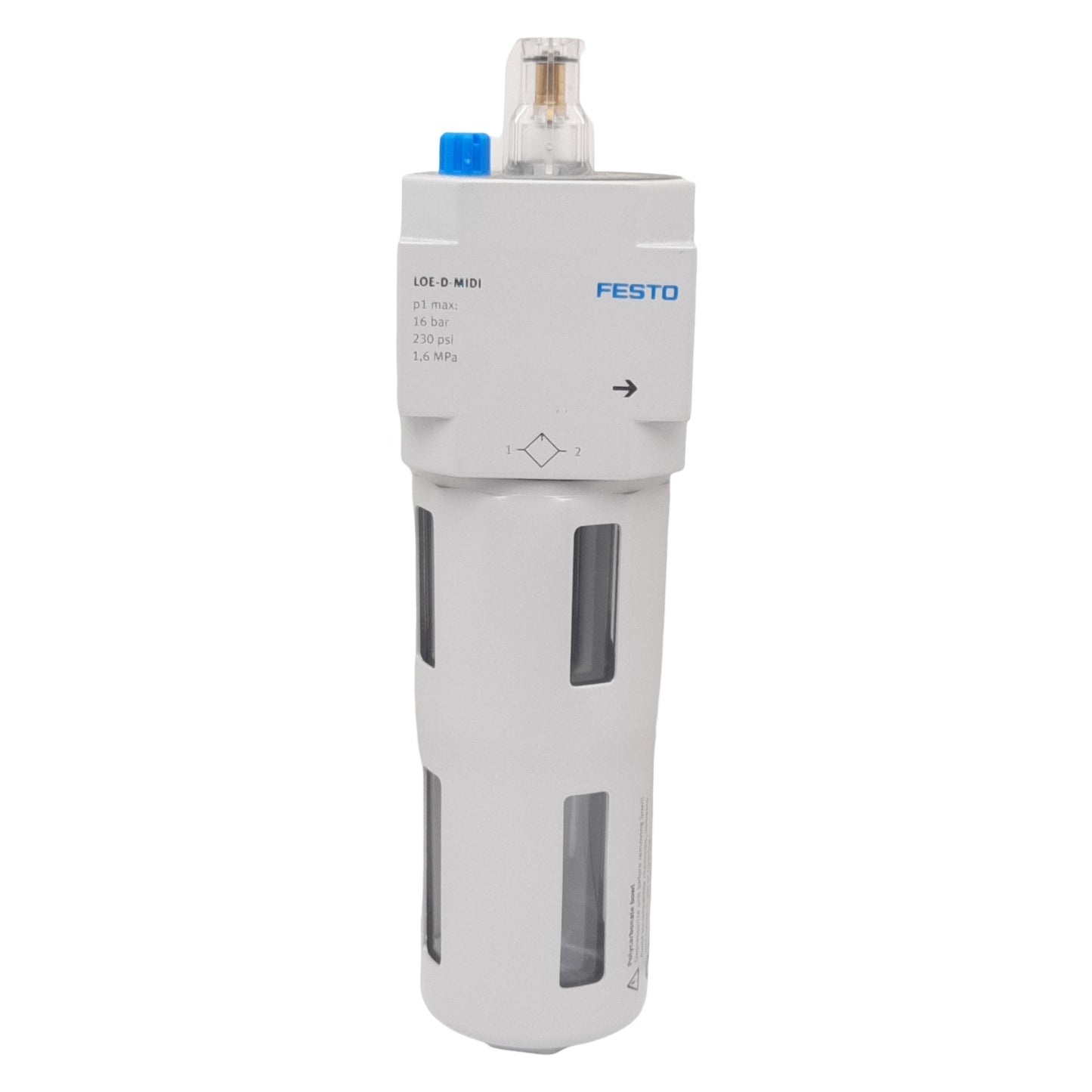 Used Festo LOE-D-MIDI Air Line Lubricator, 230psi Max, 0-16bar Range, 8l/min Flow