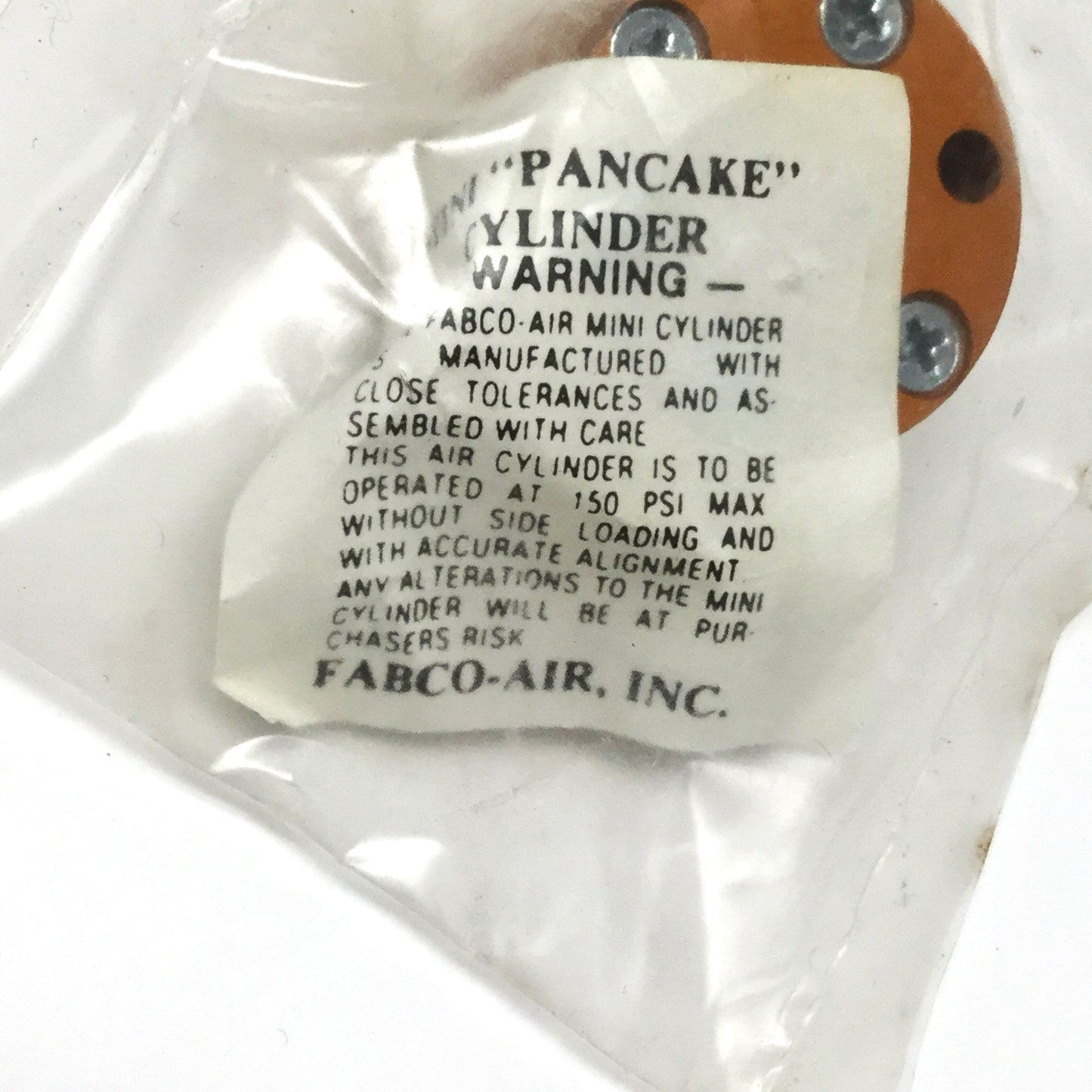 New Fabco B5X Mini Pancake Air Cylinder, Double-Acting, Ø1/2" Bore, 1/8" Stroke