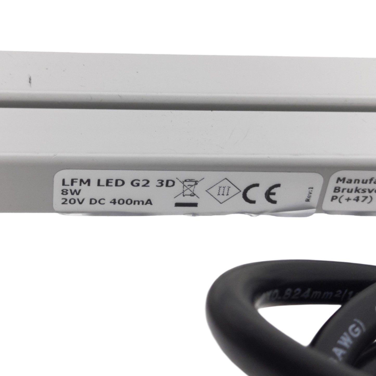 Used Luxo LFMLEDG2 3D Lightweight Illuminated Magnifier, 20VDC, 3 Diopter, 16in Arm