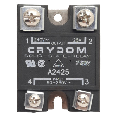 Used Crydom A2425 Solid-State Relay, SPST-NO, 90-280VAC 5-10mA In, 240VAC 25A Out