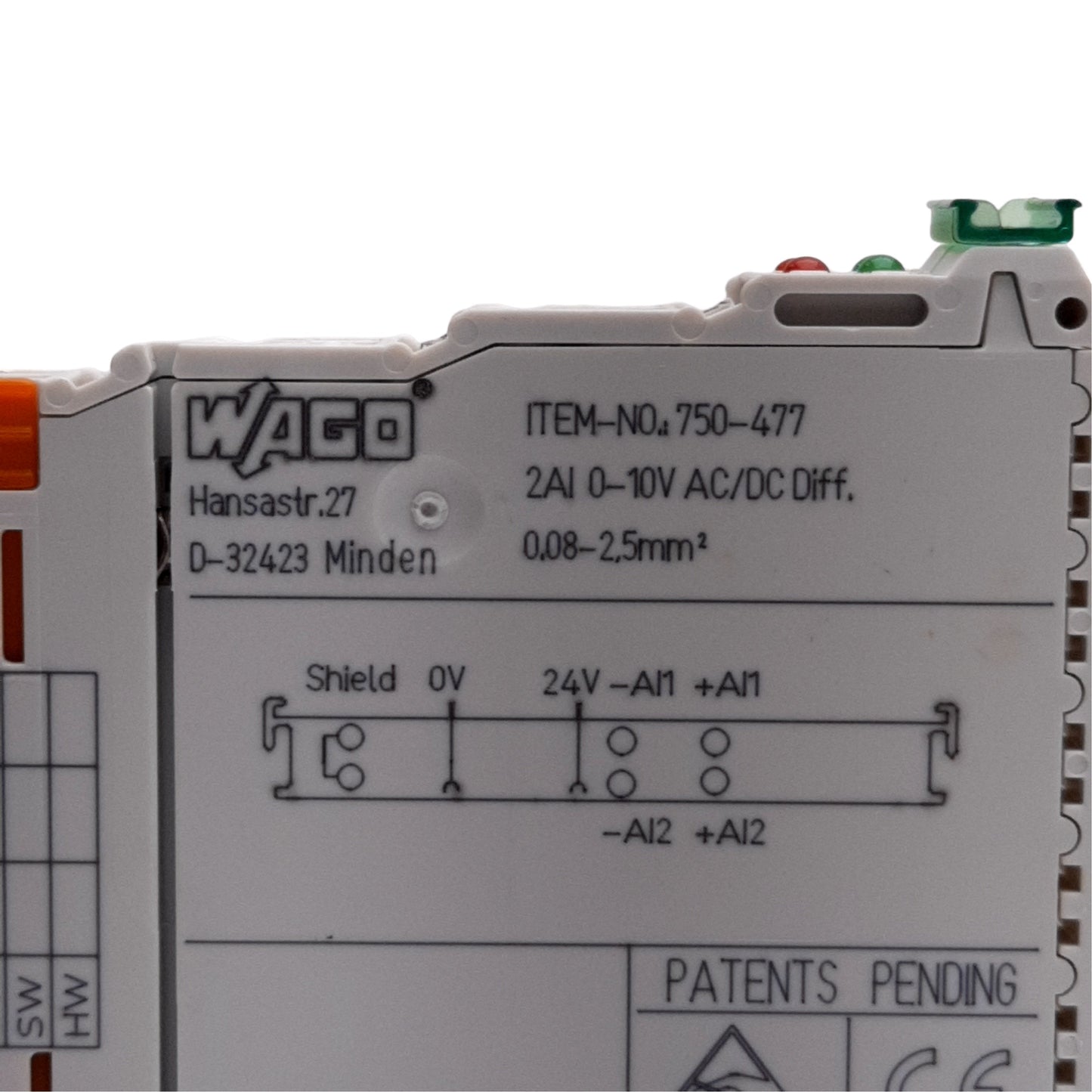 Used WAGO 750-477 2-Channel Analog Input, 0-10VAC/DC Differential, 15 Bit Resolution