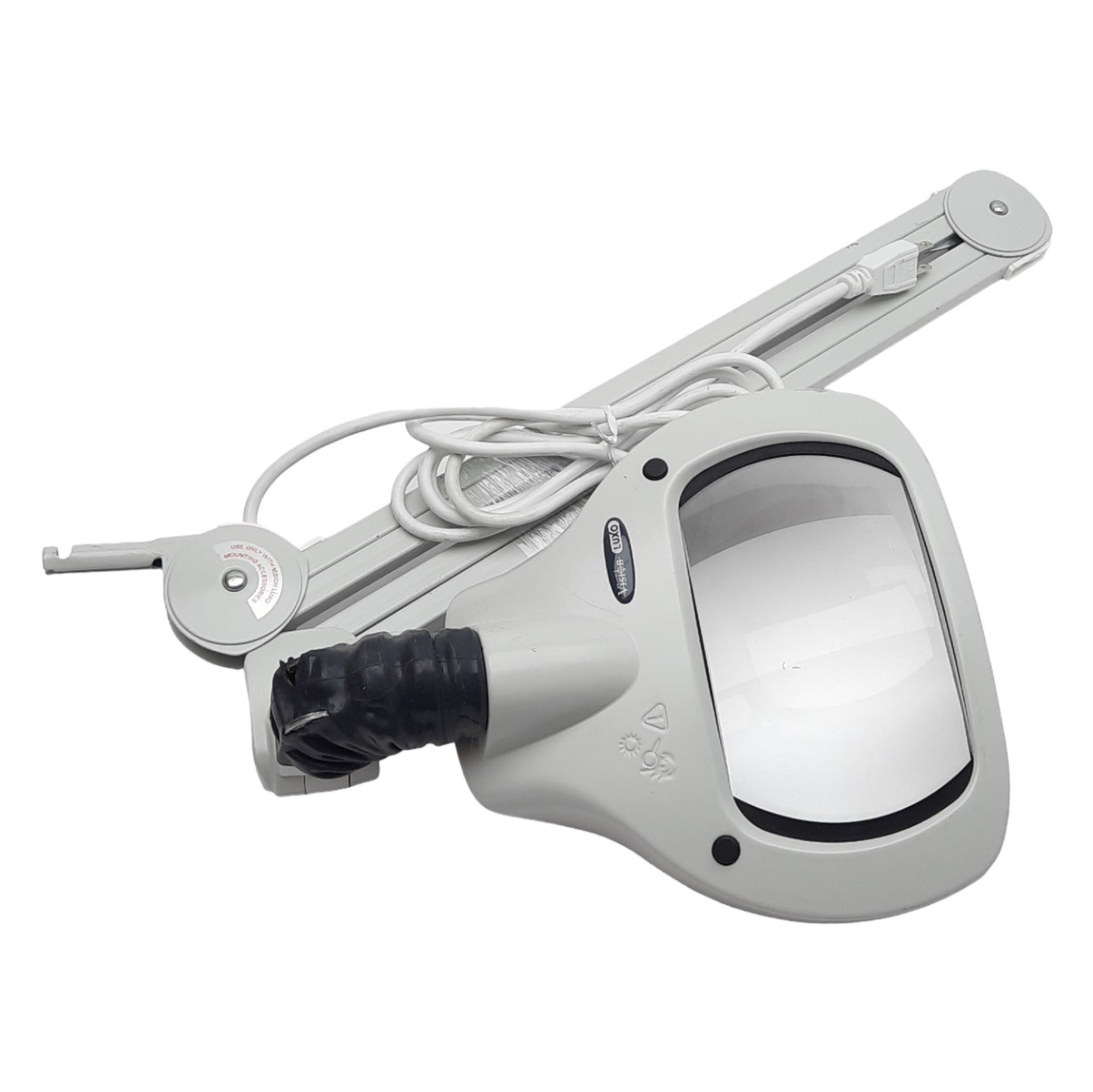 Used Luxo WAL025971 Wave LED Magnifier, 30in Arm, 5D, 100-120VAC, 200mm WD *Chip*