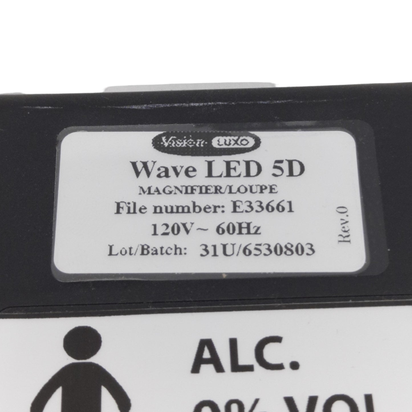 Used Luxo WAL025971 Wave LED Magnifier, 30in Arm, 5D, 100-120VAC, 200mm WD *Chip*