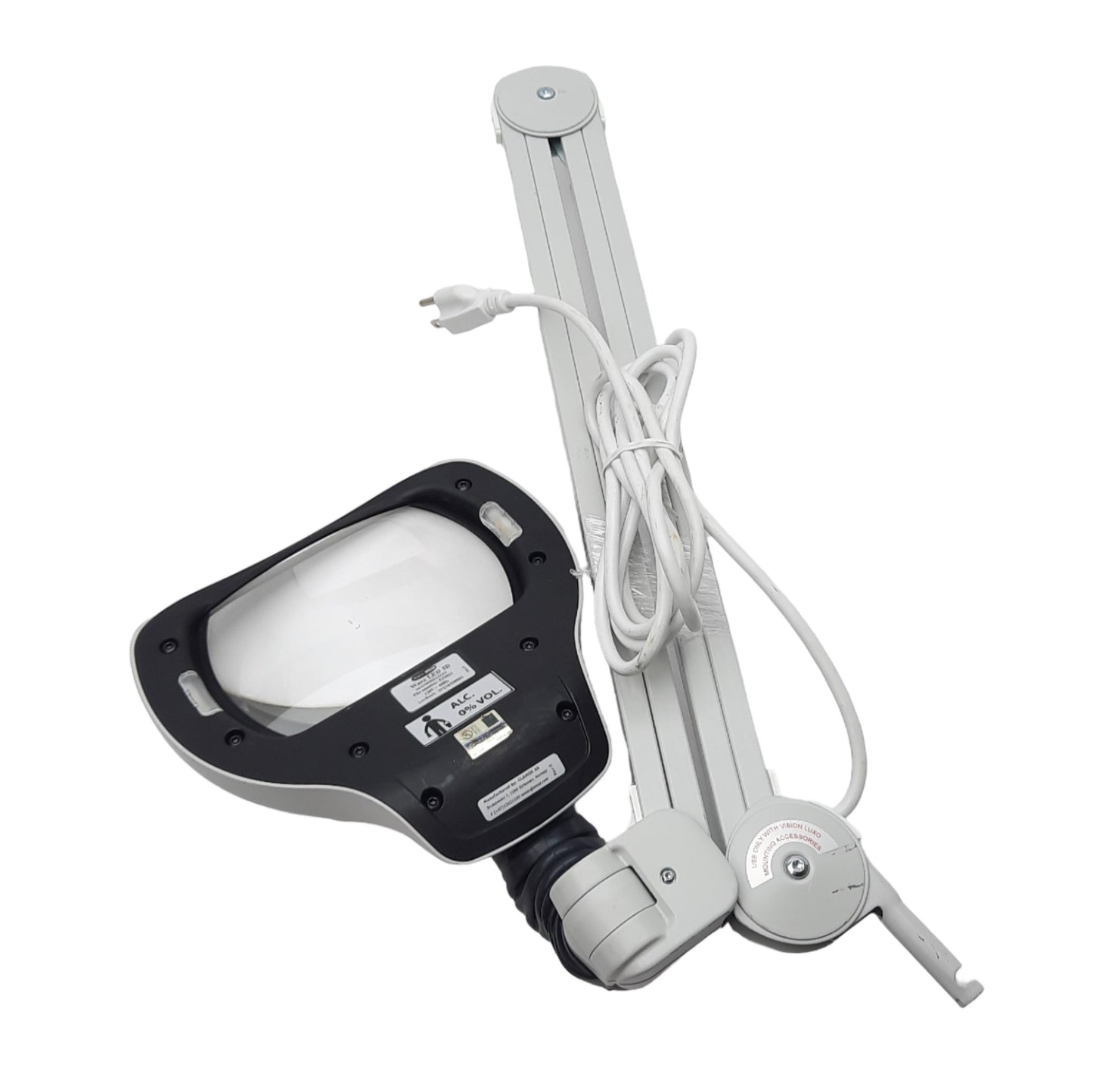 Used Luxo WAL025971 Wave LED Magnifier, 30in Arm, 5D, 100-120VAC, 200mm WD *Chip*