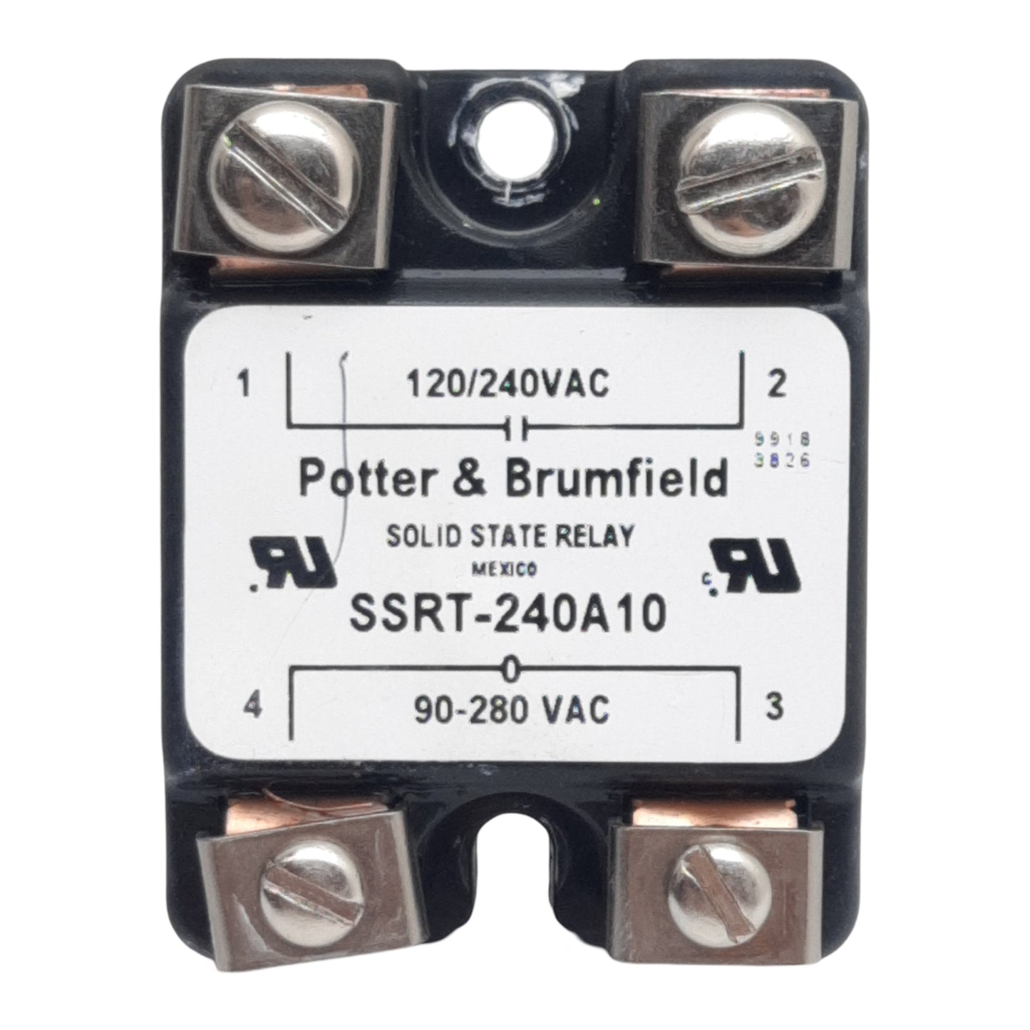 Used Potter & Brumfield SSRT-240A10 SSR Relay, SPST-NO 90-280VAC In 24-280VAC 10A Out