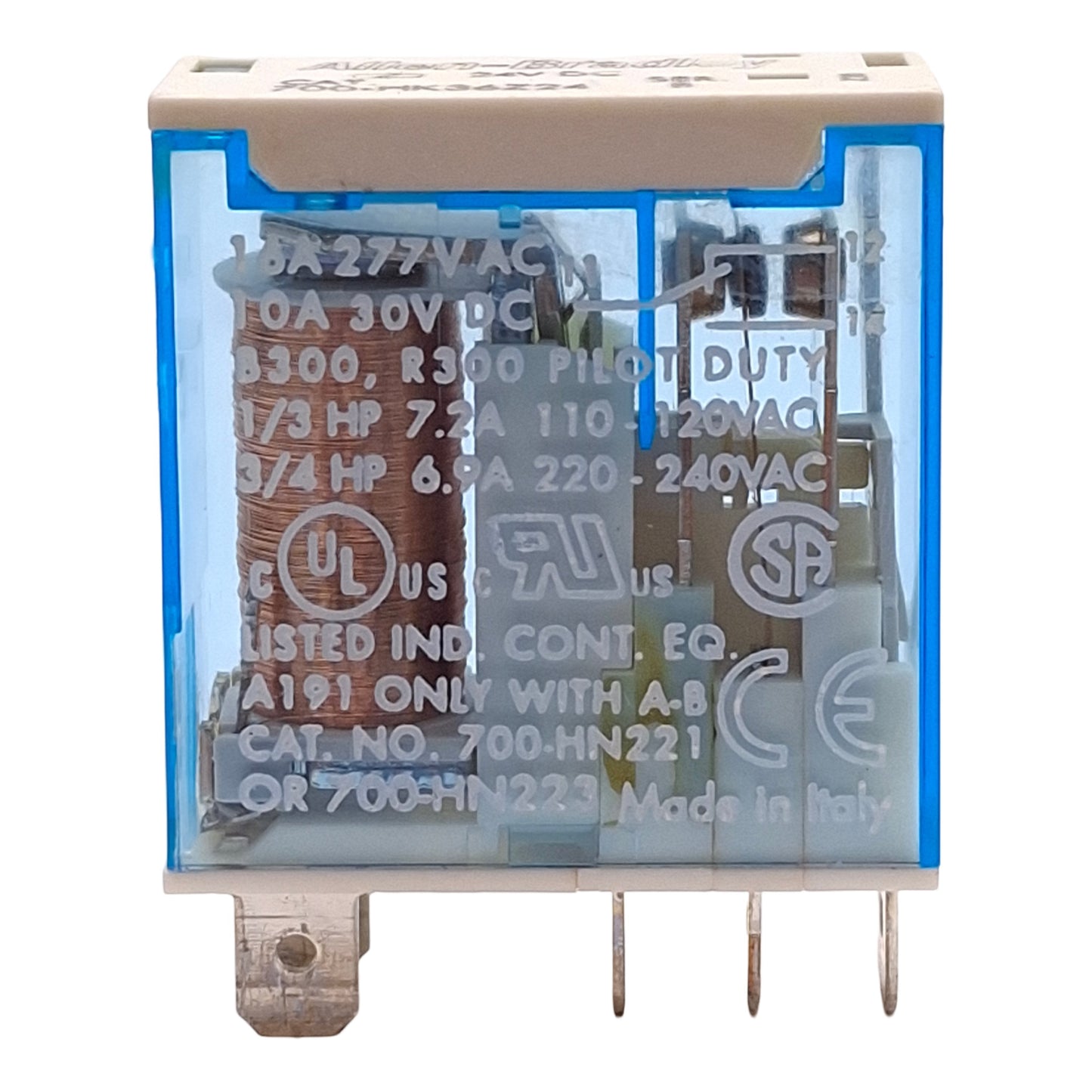 Used Lot of 5 Allen Bradley 700-HK36Z24 Slim Line Relay, SPDT, 16A 277VAC, 24VDC Coil