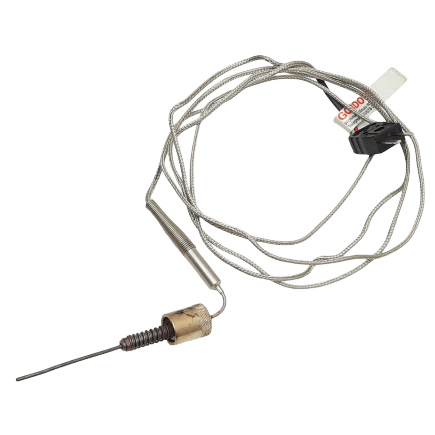 Used Gordon AFEKWTA040GJ050 Thermocouple, 90° Bend, ø0.063in x 4in, Type J, 5ft Leads