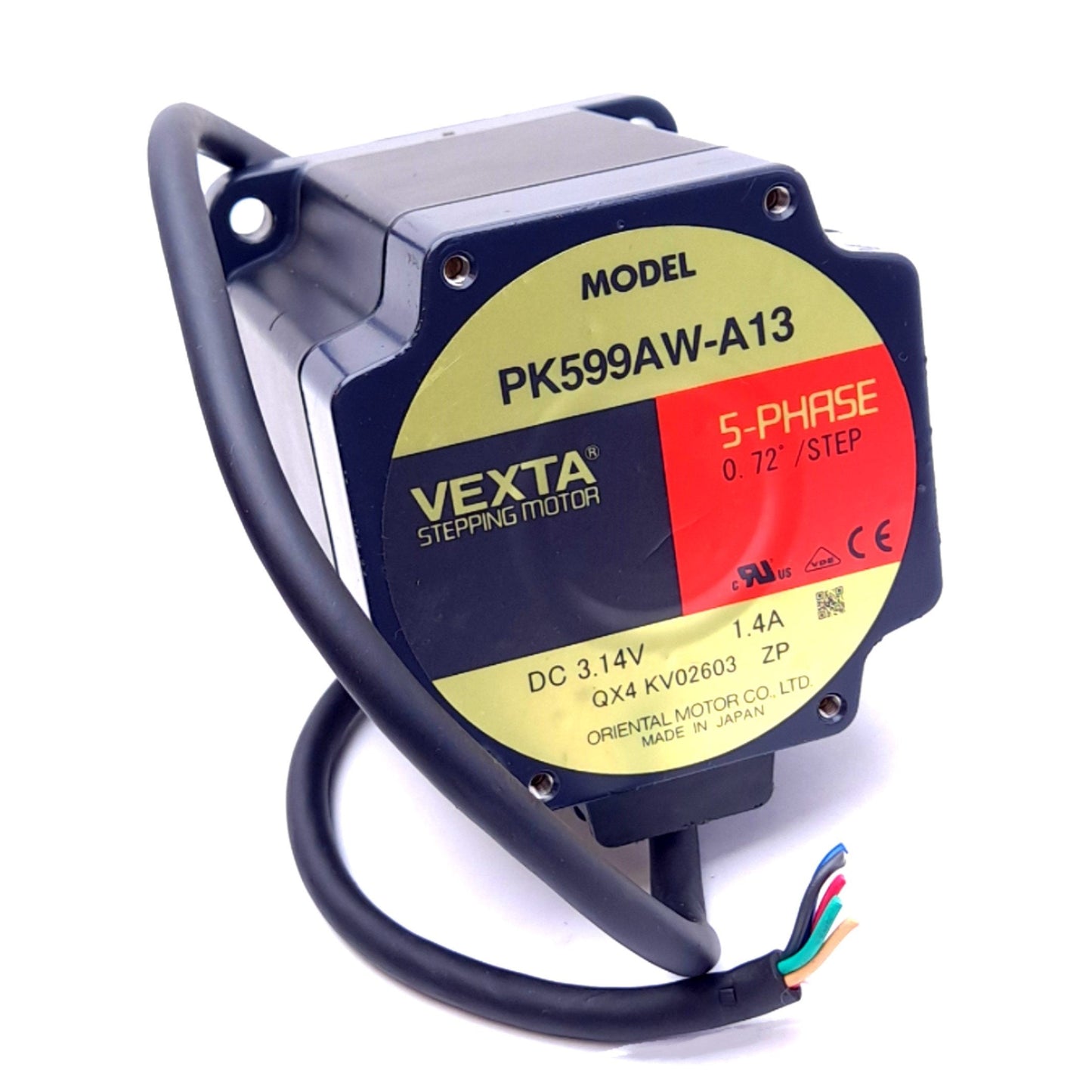 Used Oriental Motor PK599AW-A13 VEXTA Stepping Motor, 5-Phase, 0.72°, 3.14VDC 1.4A
