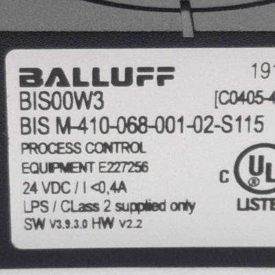 Used Balluff BIS00W3 RFID Read/Write Head, 24VDC, M12 8-Pin Male, For HF 13.56MHz