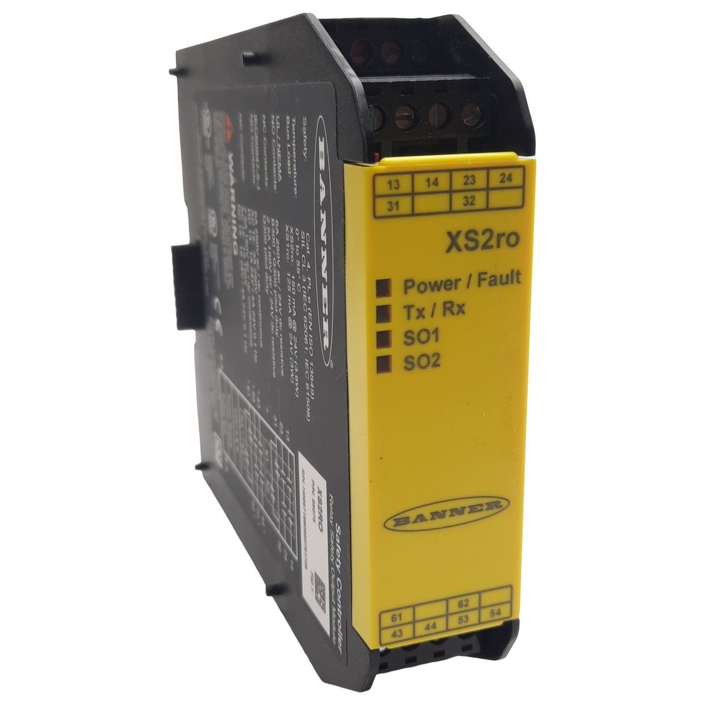 Used Banner XS2RO Safety Relay Output Module, 2NO + 1NC, 250VAC 6A, 24VDC, DIN Rail