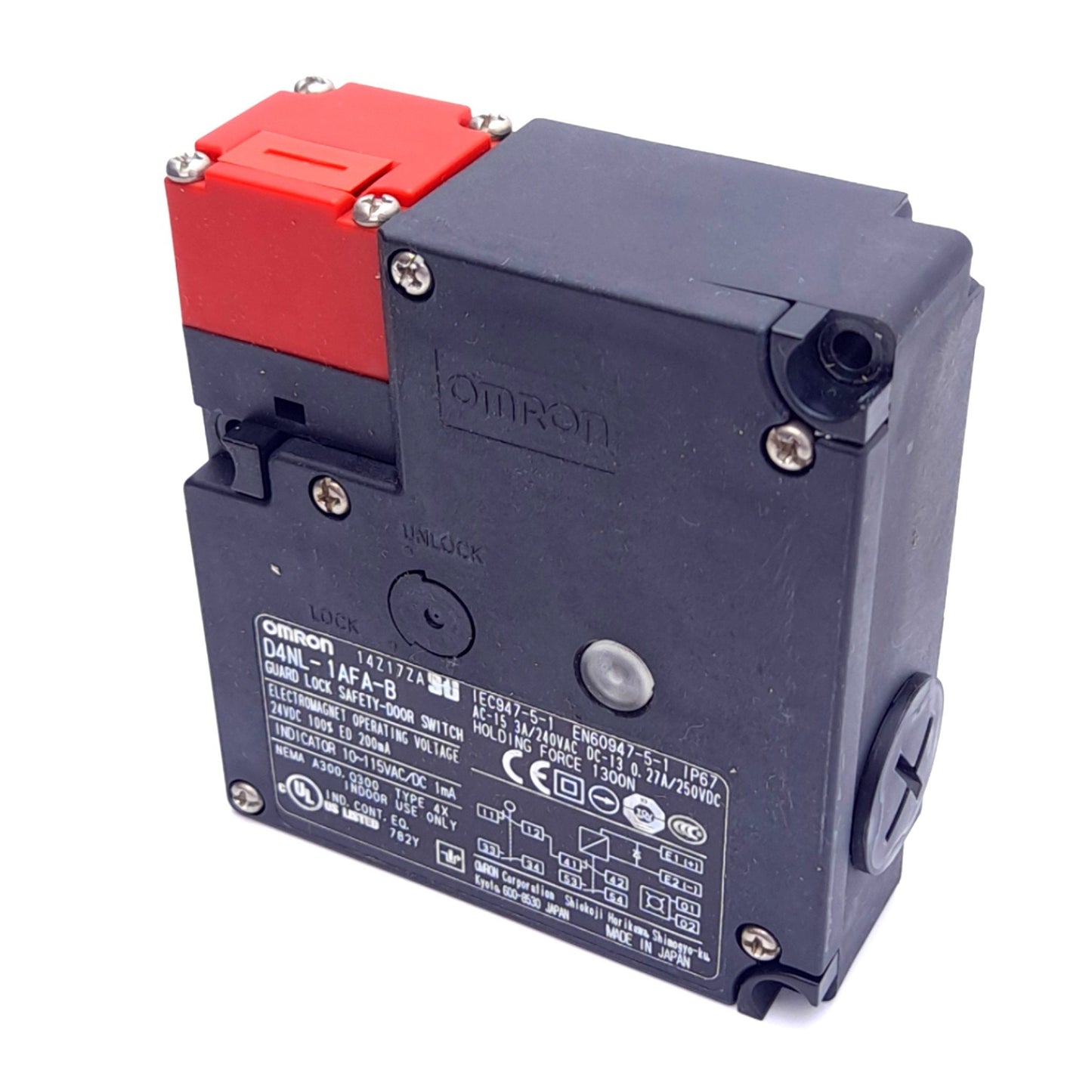 Used Omron D4NL-1AFA-B Safety Lock Switch, 1300N, 1NC/1NO + 1NC/NO, 24VDC Coil