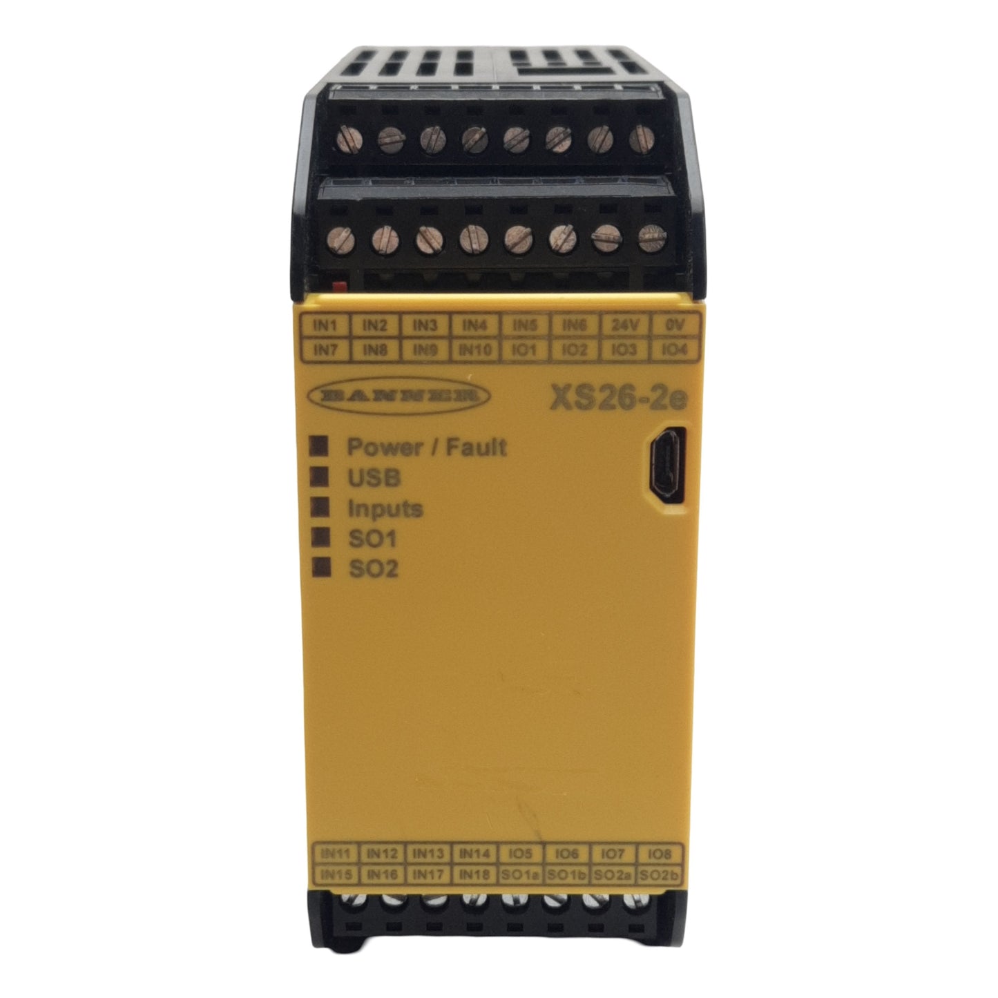 Used Banner XS26-2E Safety Base Controller, 26 Inputs/ 2 PR PNP Outputs, 24VDC 5mA