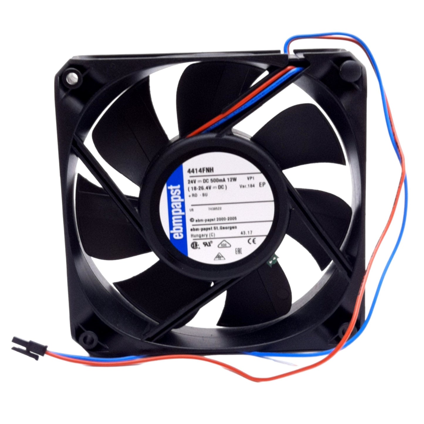 Used Lot of 2 Ebm-papst 4414FNH Axial Compact Fan, 119x119x32mm, 24VDC, 5400RPM