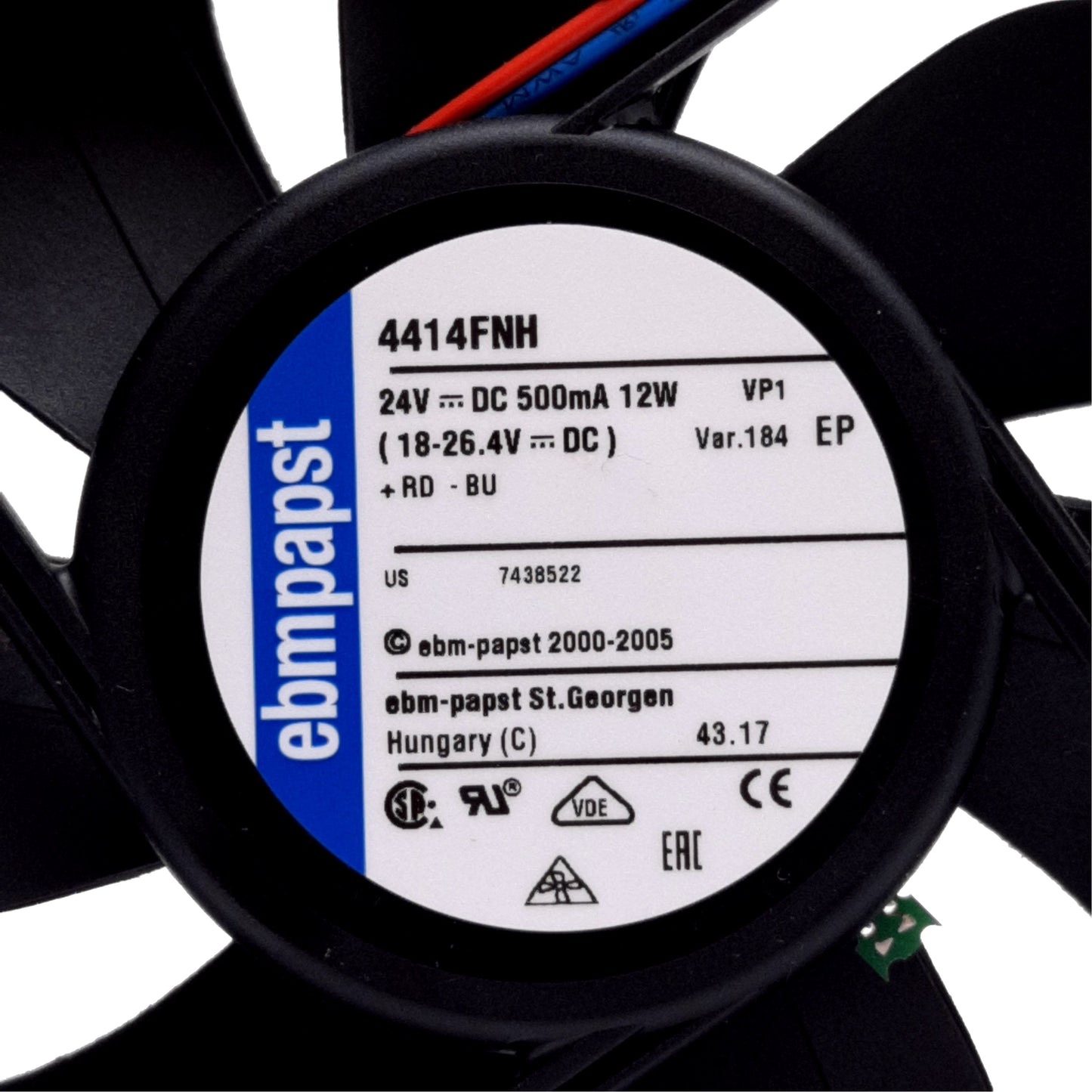 Used Lot of 2 Ebm-papst 4414FNH Axial Compact Fan, 119x119x32mm, 24VDC, 5400RPM