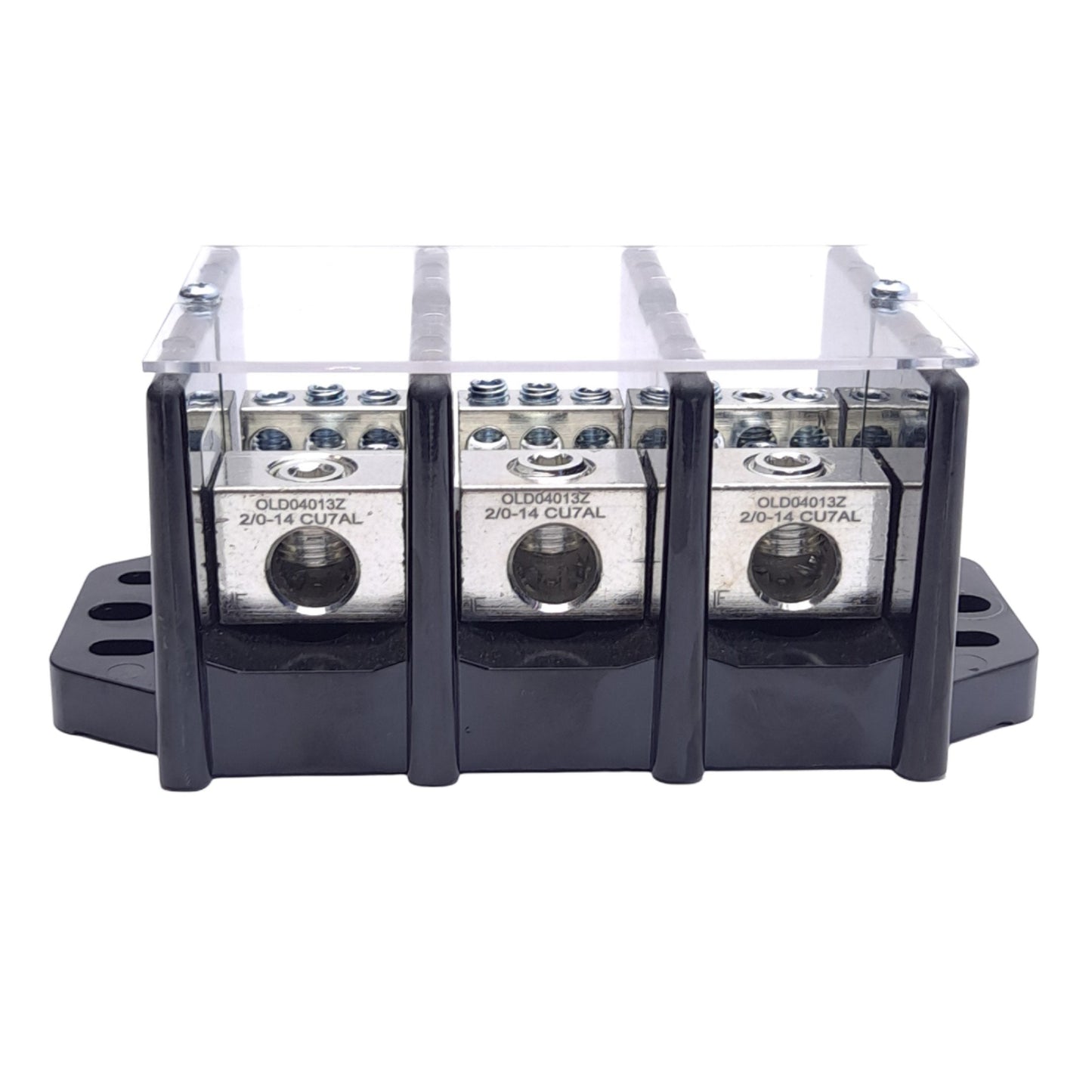 Used Littelfuse LFD04013 Power Distribution Block, 3-Pole, 175A 600V AC/DC, Bolt-On