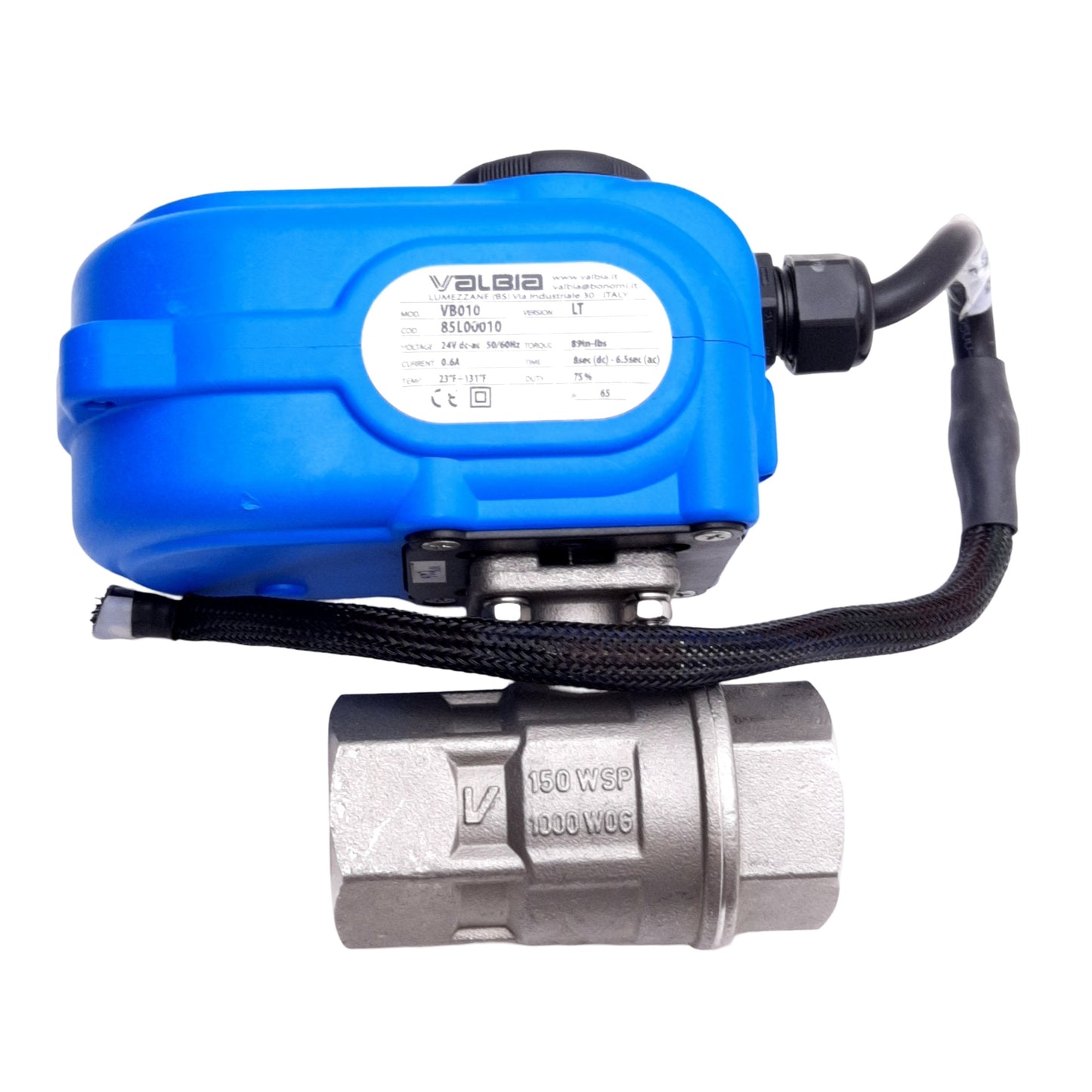 Used Valbia VB010 LT Electric Valve Actuator, 24VAC/DC .6A, 89in-lbs, With 1" Valve