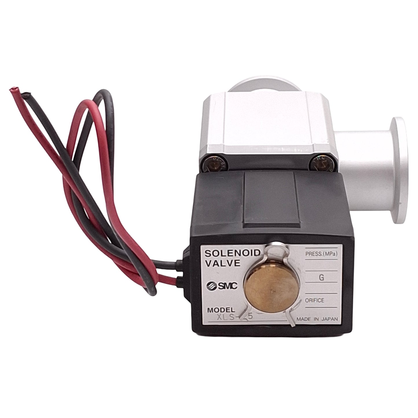 Used SMC XLS-25-5G High Vacuum Angle Valve, 1µPa-0.1MPa, KF25 Flange, 24VDC Coil