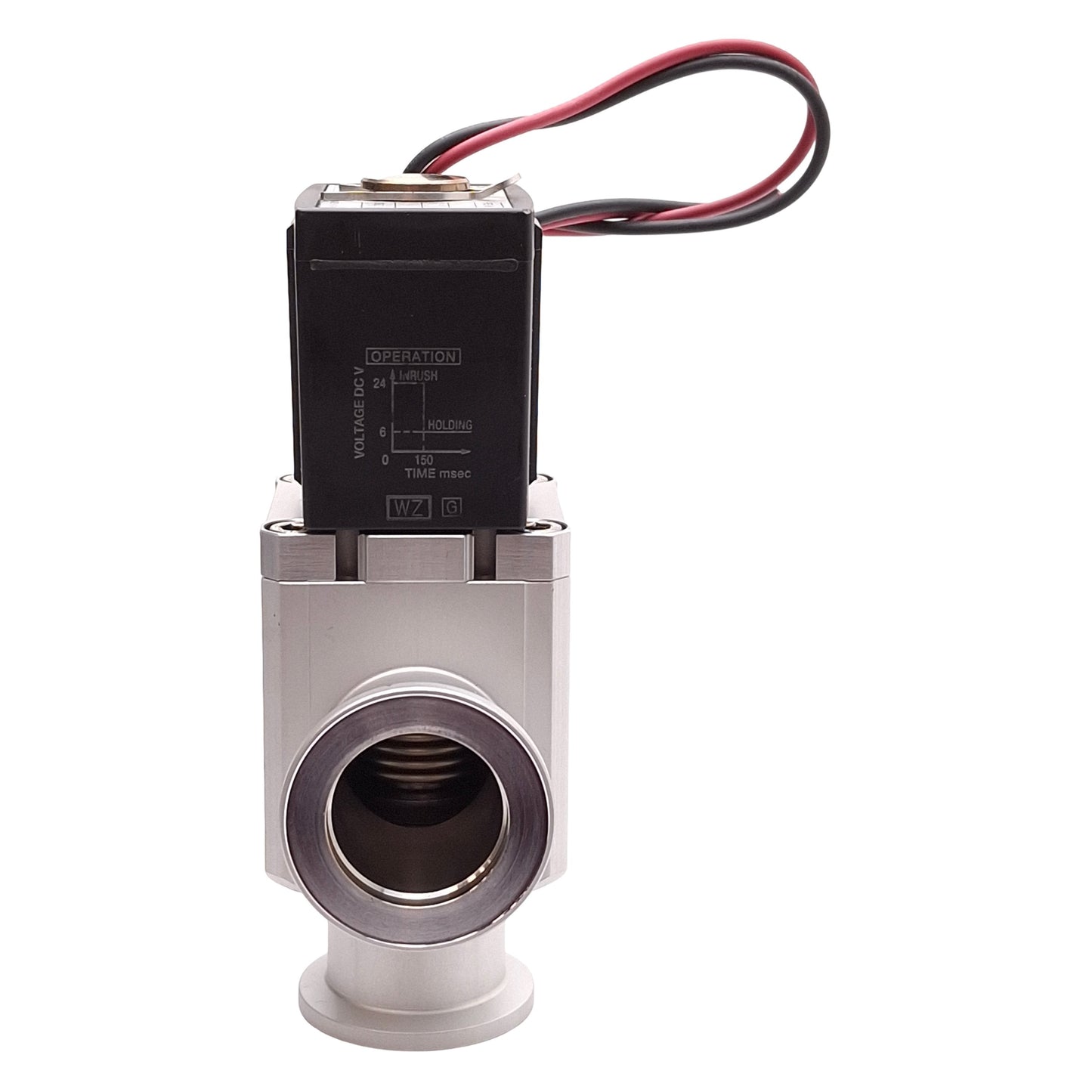 Used SMC XLS-25-5G High Vacuum Angle Valve, 1µPa-0.1MPa, KF25 Flange, 24VDC Coil