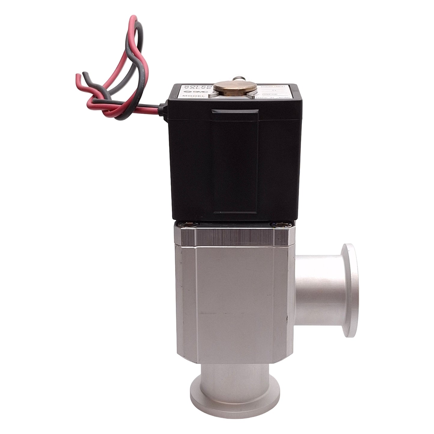 Used SMC XLS-25-5G High Vacuum Angle Valve, 1µPa-0.1MPa, KF25 Flange, 24VDC Coil