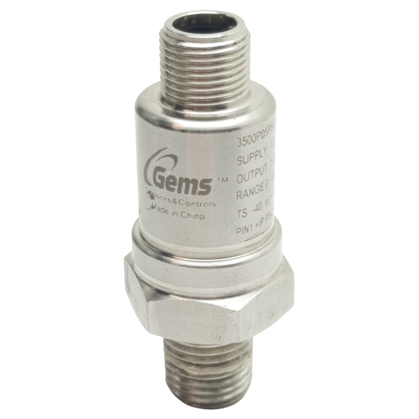 Used Gems 3500P05P0G02E000 Pressure Sensor, 12-30VDC, 0-200psi, M12 4-Pin, 1/4in NPT