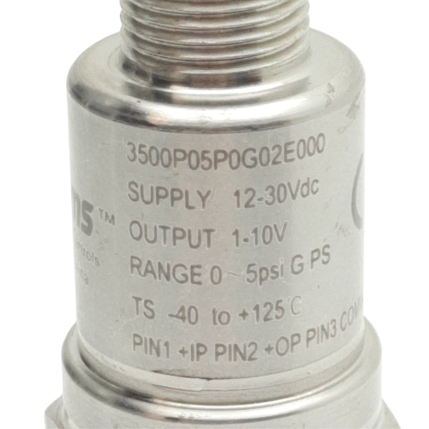 Used Gems 3500P05P0G02E000 Pressure Sensor, 12-30VDC, 0-200psi, M12 4-Pin, 1/4in NPT