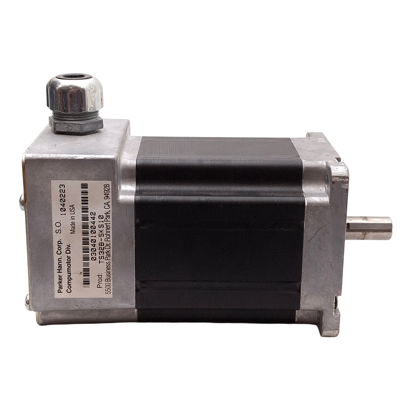 Used Parker TS32B-SKNPS Stepper Motor, 1.8°/Step, 65VDC 4.1A 143W, 1500RPM, NEMA 34