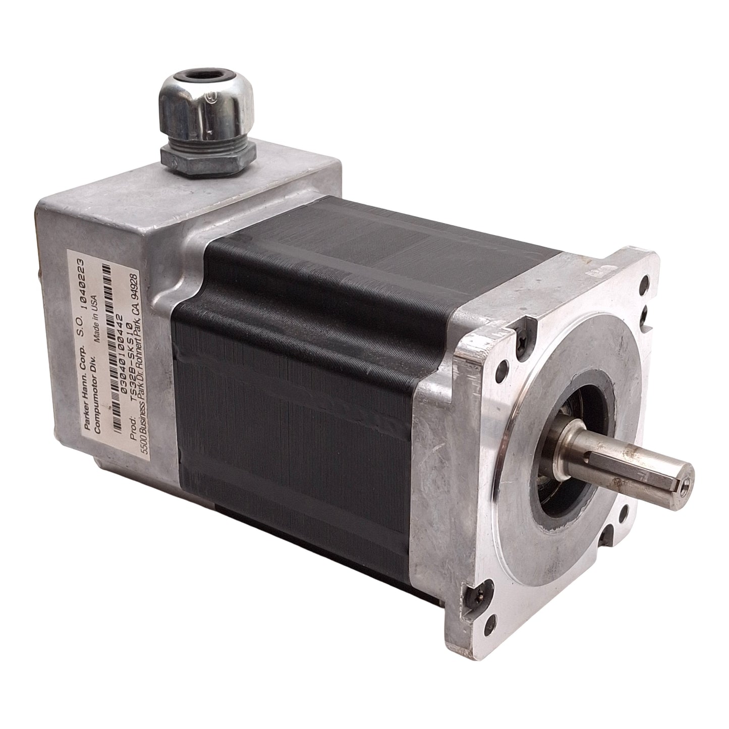 Used Parker TS32B-SKNPS Stepper Motor, 1.8°/Step, 65VDC 4.1A 143W, 1500RPM, NEMA 34