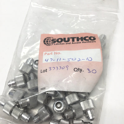 New Lot of 30 Southco 47-11-502-10 Knurled, Slotted Captive Screws, Flare-In, 10-32