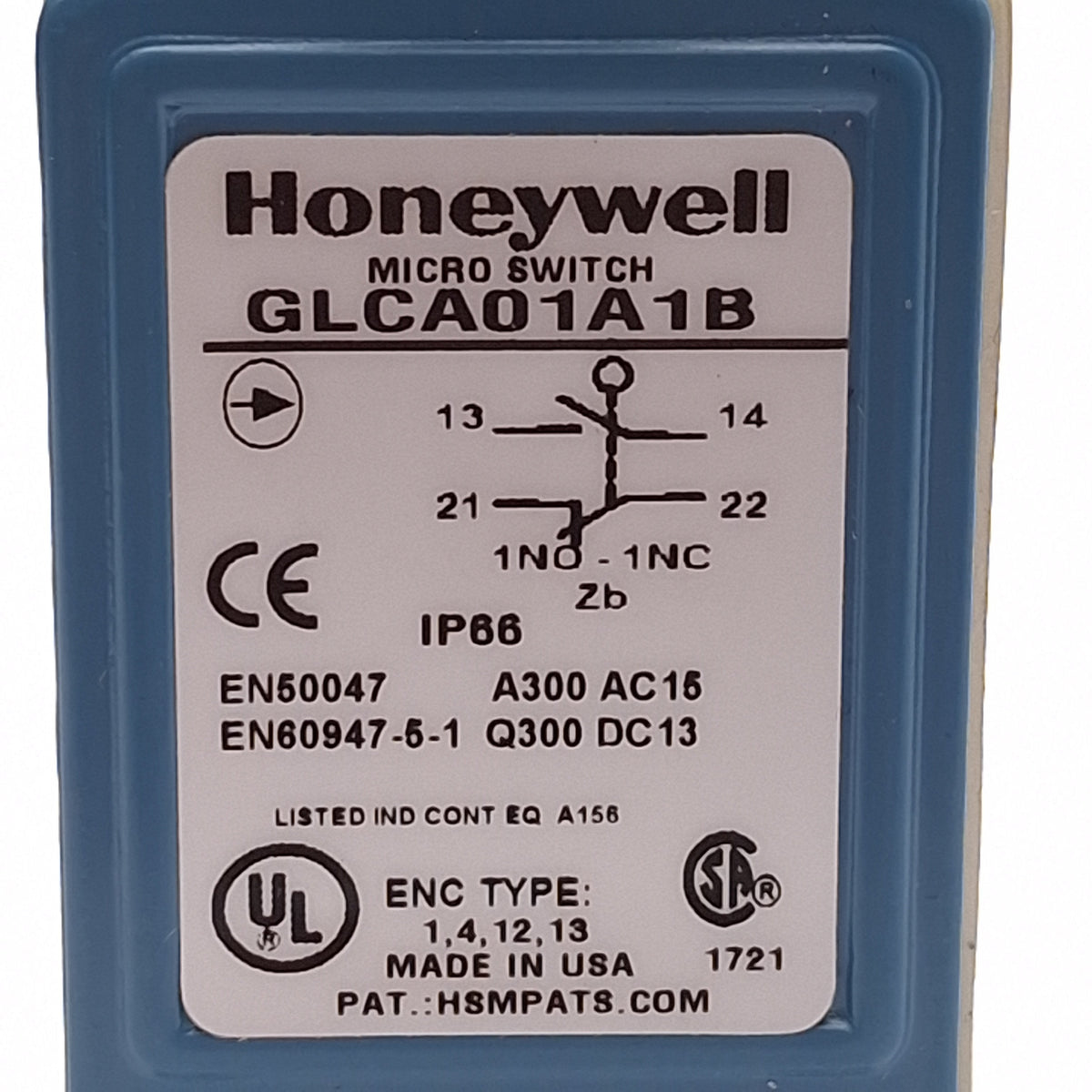 Used Honeywell GLCA01A1B Snap Action Roller Lever Limit Switch SPDT, 300V 10A, 1/2NPT