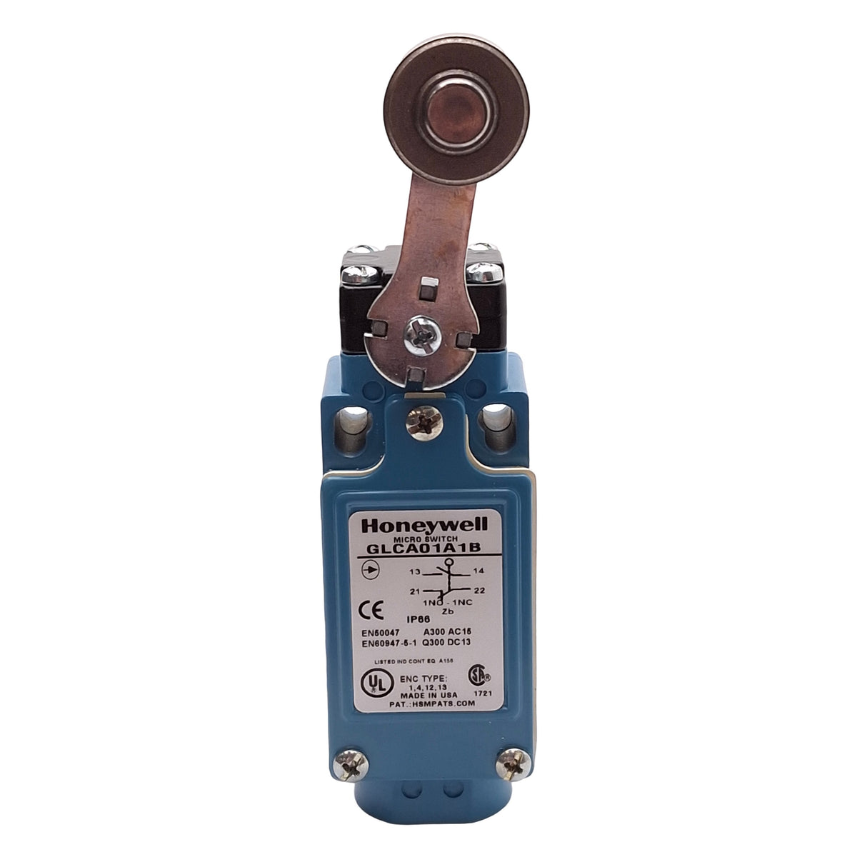 Used Honeywell GLCA01A1B Snap Action Roller Lever Limit Switch SPDT, 300V 10A, 1/2NPT