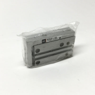 New – Open box SMC MXU6-25 Compact Air Slide Table, Ø6mm Bore, 25mm Stroke, 0.7MPa, M5 Ports