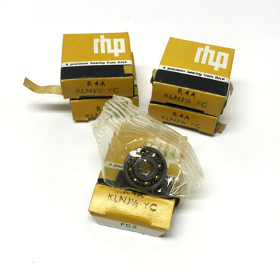 New Lot of 5 RHP KLNJ1/4YC Deep Groove Ball Bearings 1/4" Bore, 3/4" OD, Brass Cage