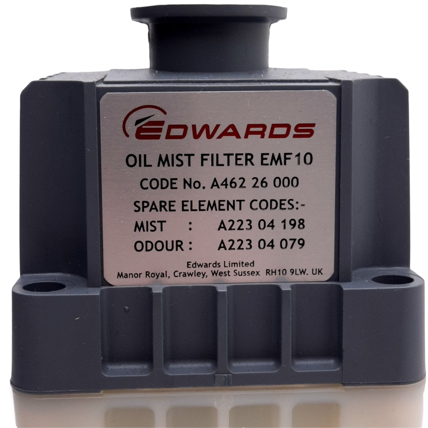 Used Edwards EMF10 A46226000 Exhaust Oil Mist Filter, NW25, 12m³/h, with Ring Clamp