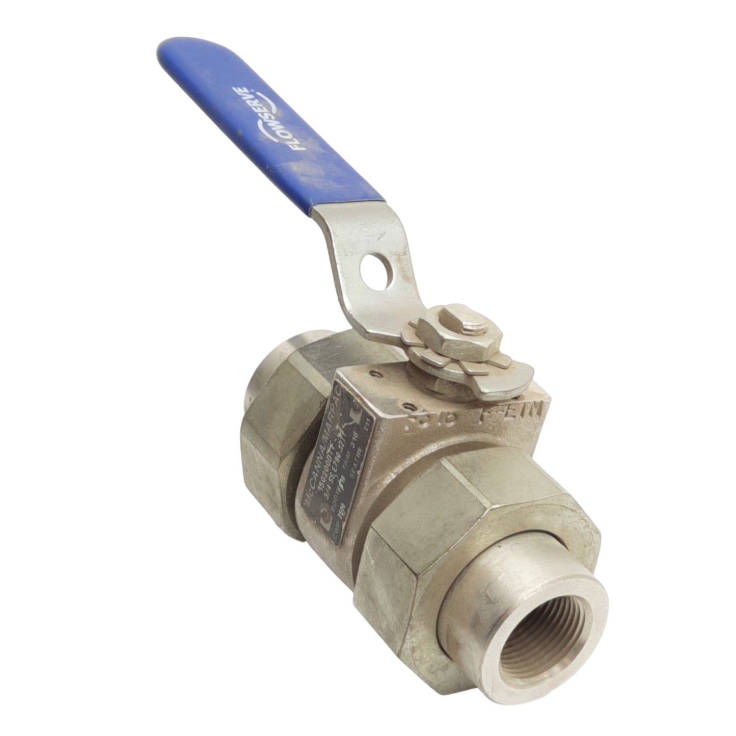 Used McCanna/Marpac 3/4 SS E790 12TT Butt-Weld SS Ball Valve, 3/4in B16.24, 2500CWP
