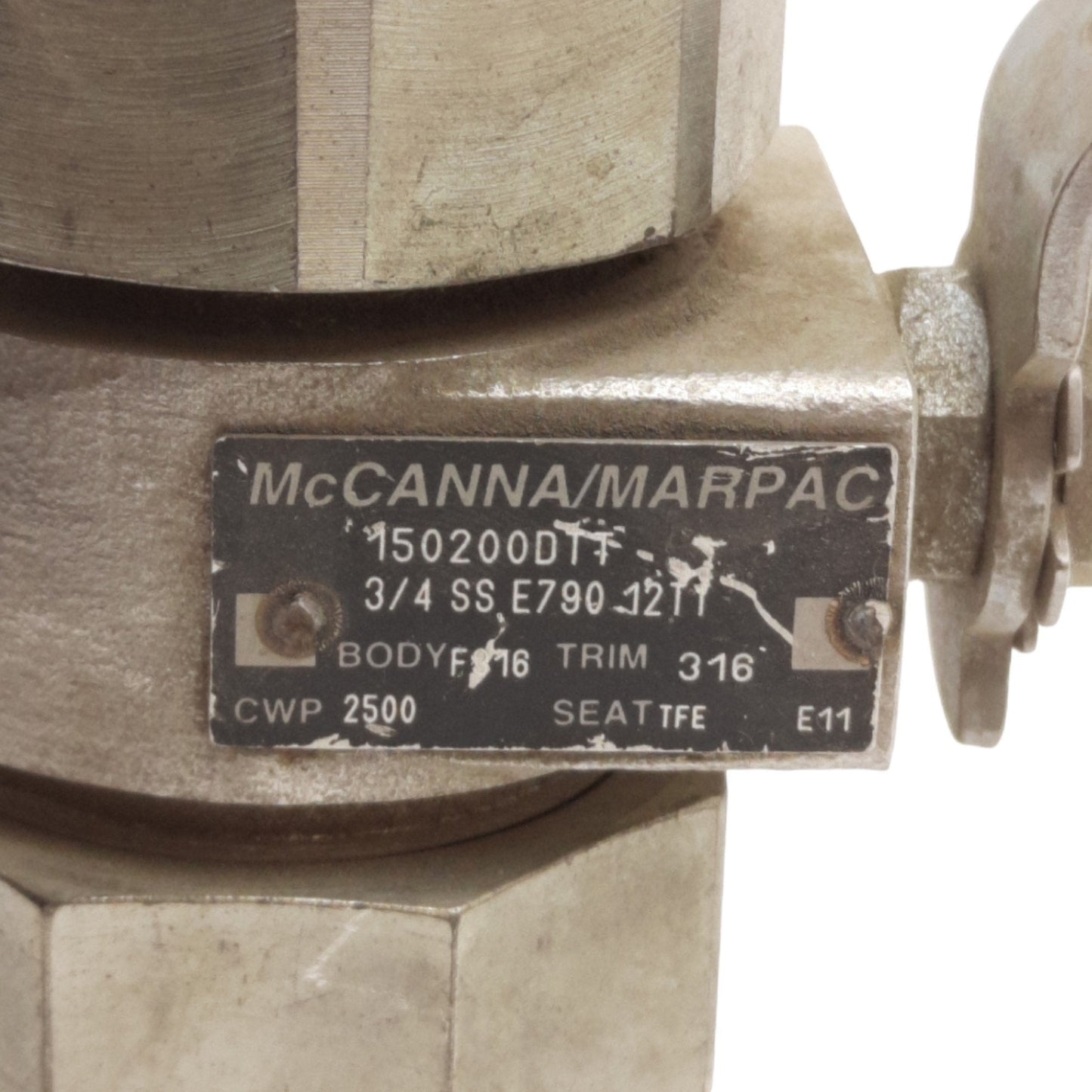 Used McCanna/Marpac 3/4 SS E790 12TT Butt-Weld SS Ball Valve, 3/4in B16.24, 2500CWP