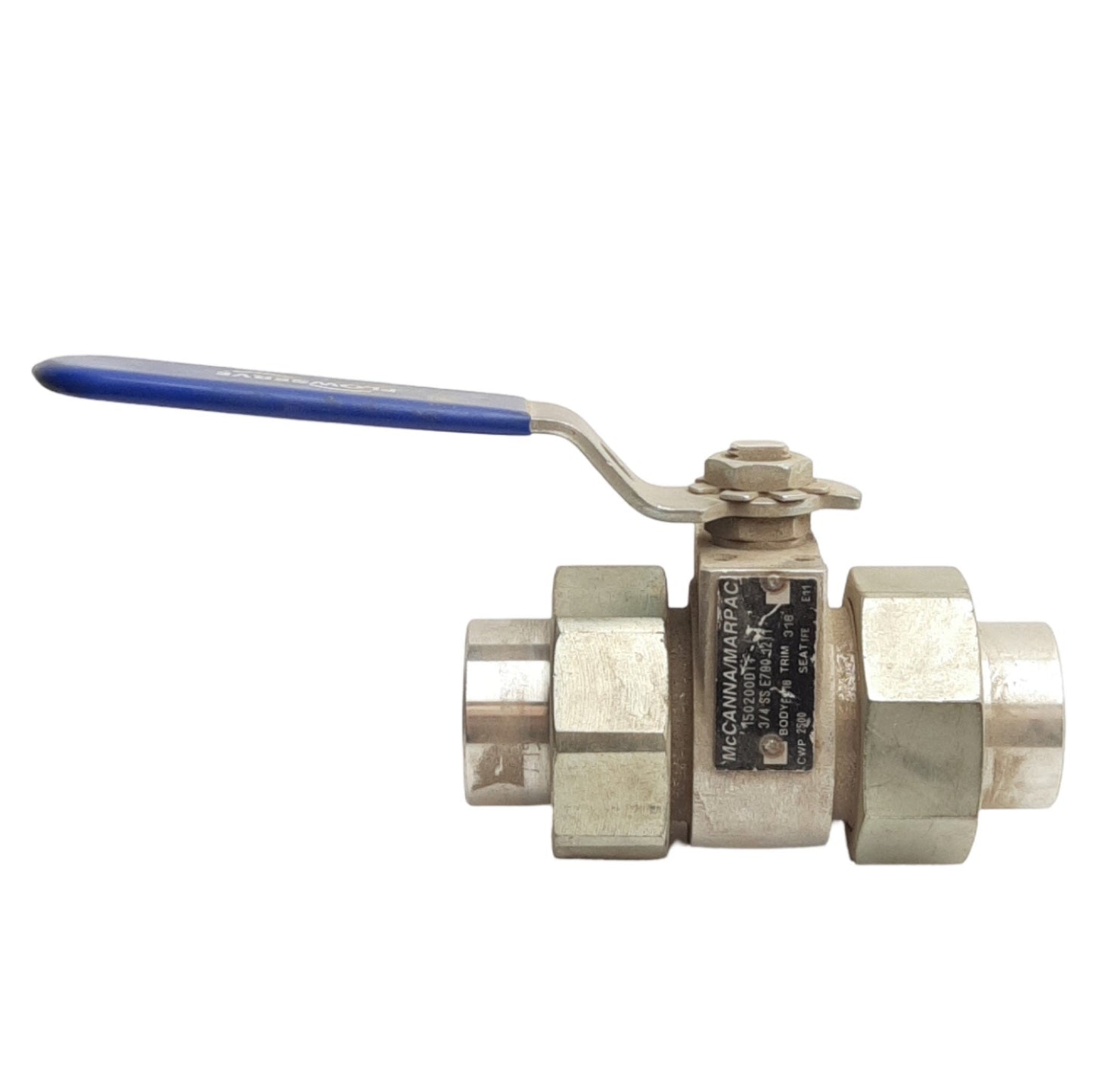 Used McCanna/Marpac 3/4 SS E790 12TT Butt-Weld SS Ball Valve, 3/4in B16.24, 2500CWP