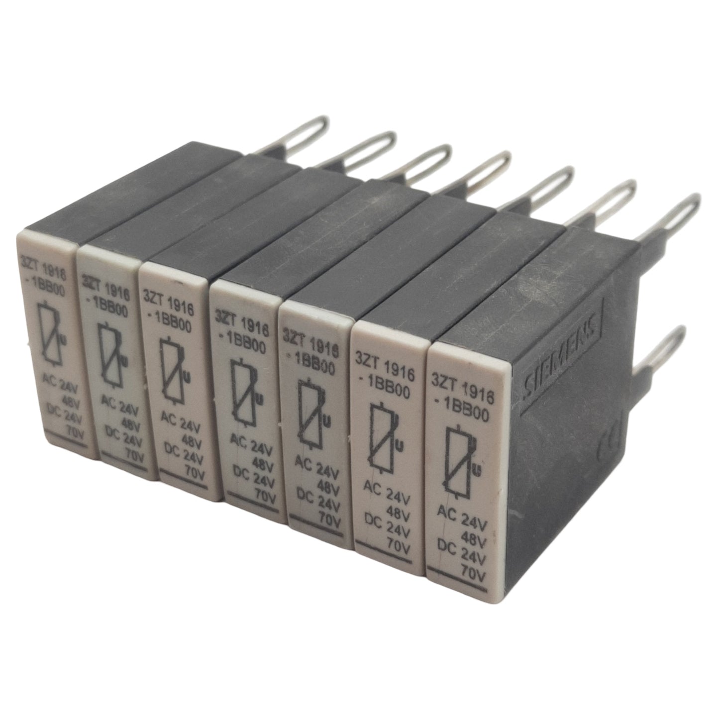 Used Lot of 7 Siemens 3ZT 1916-1BB00 Surge Suppressor Module, 24-48VAC 24-70VDC