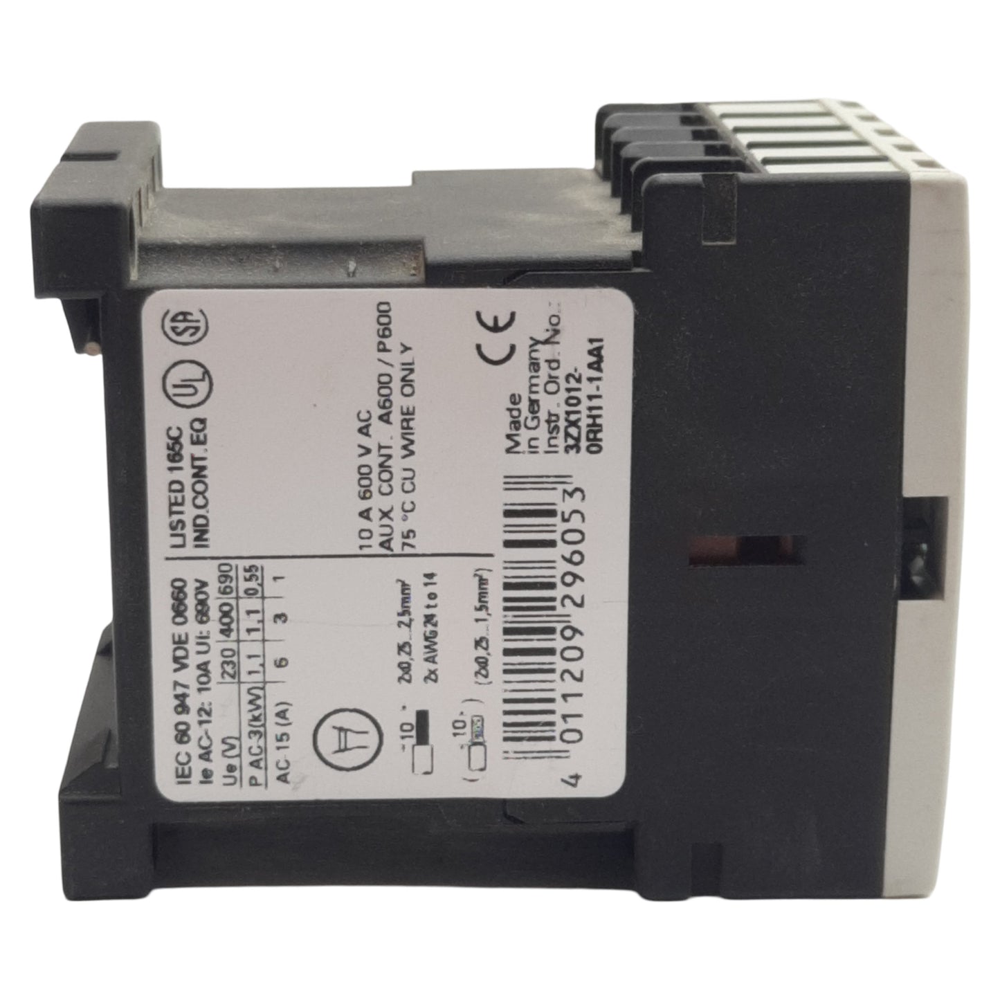 Used Lot of 2 Siemens 3ZX1012-0RH11-1AA1 Contactor 4-Pole 3NO 1NC 600V 16A 24VDC Coil