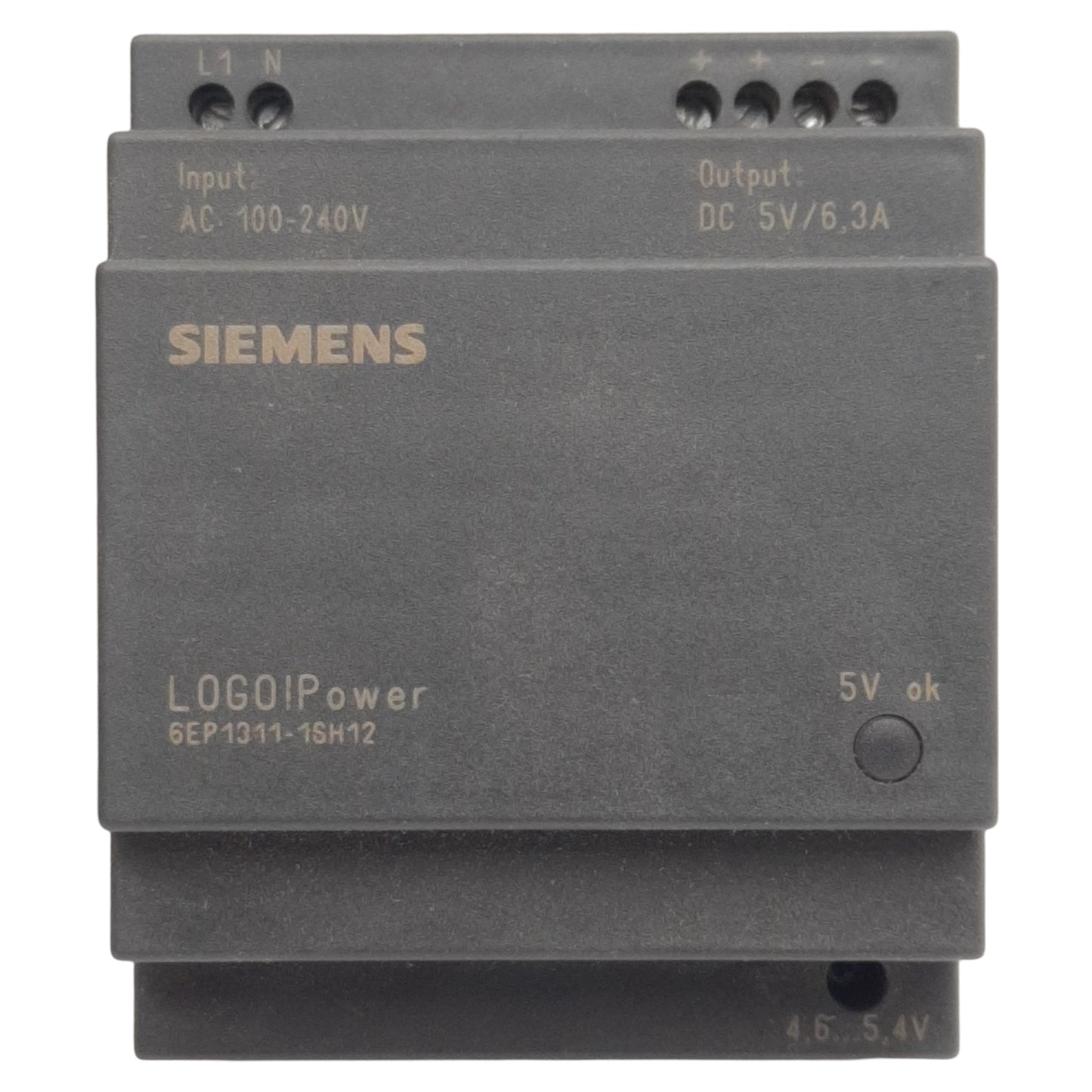 Used Siemens 6EP1311-1SH12 Power Supply, 100-240VAC In, 5VDC 6.3A Out, DIN Rail