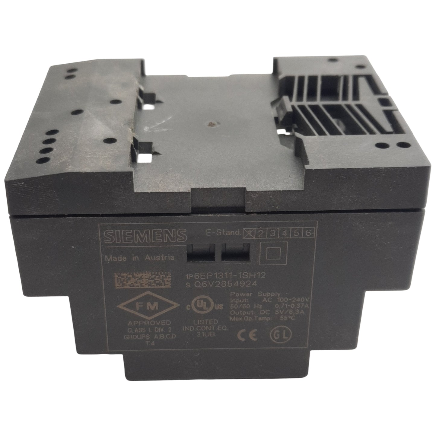 Used Siemens 6EP1311-1SH12 Power Supply, 100-240VAC In, 5VDC 6.3A Out, DIN Rail